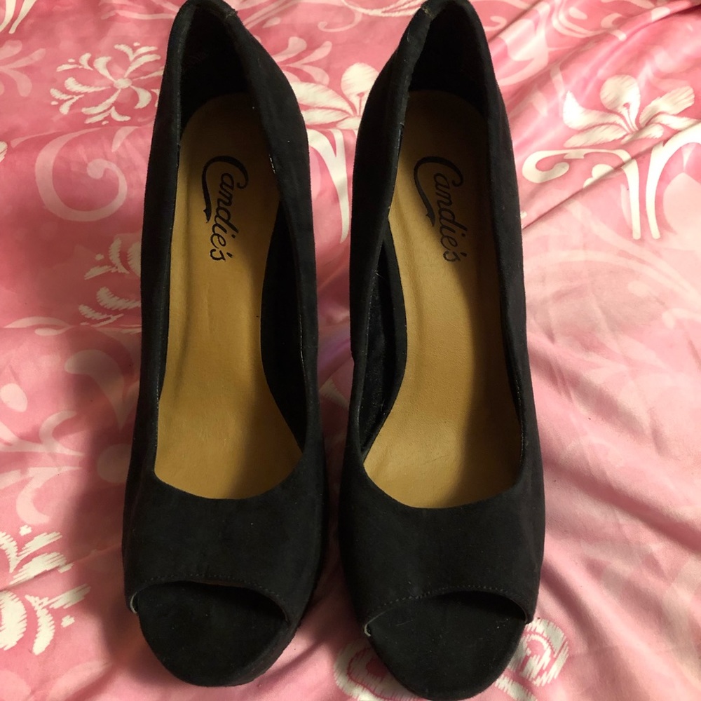 Black open-toed heels
